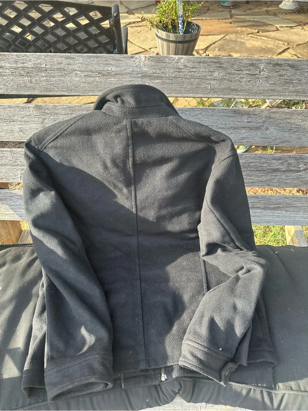 Banana Republic Black Quilted-Lined 80% Wool Pea Coat size Medium